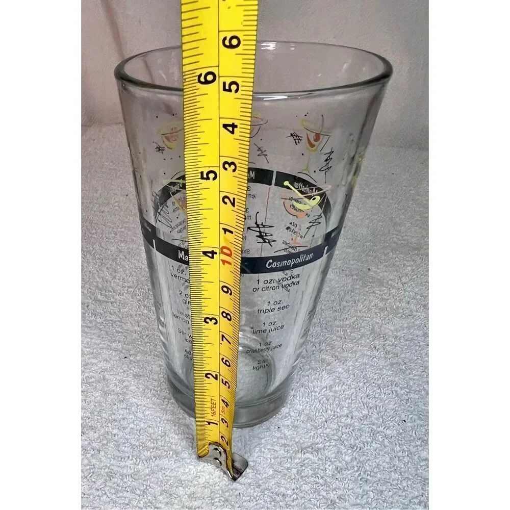 Vintage 1960’s Cocktail Shaker Glass With Recipes MCM Retro Bar Atomic Libbey